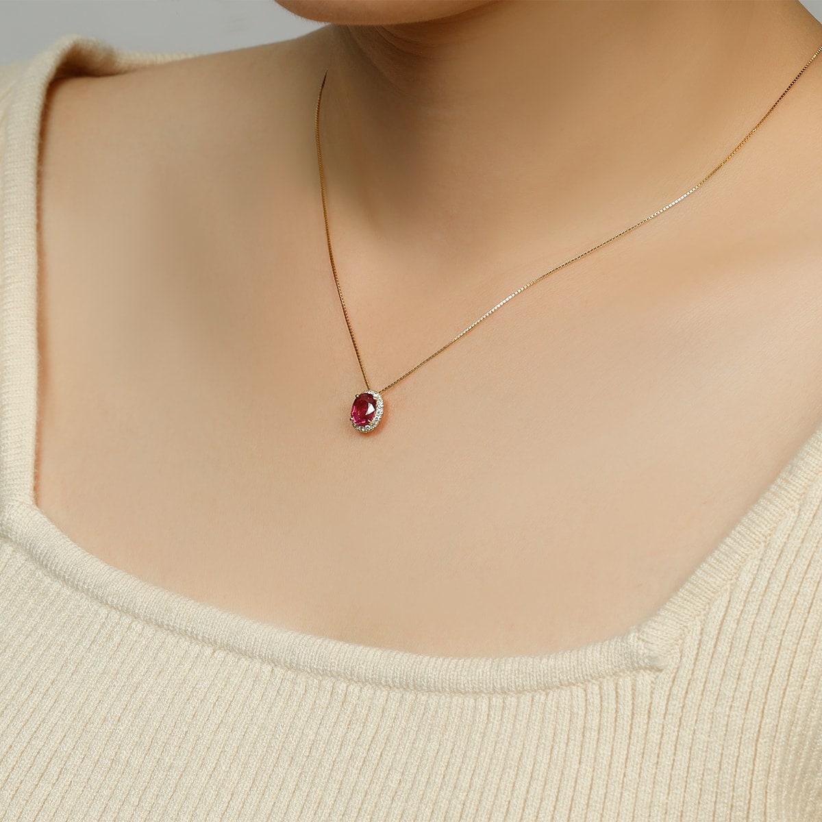 非加熱ピジョンブラッドルビー ネックレス 1ct K18 / s0327rp