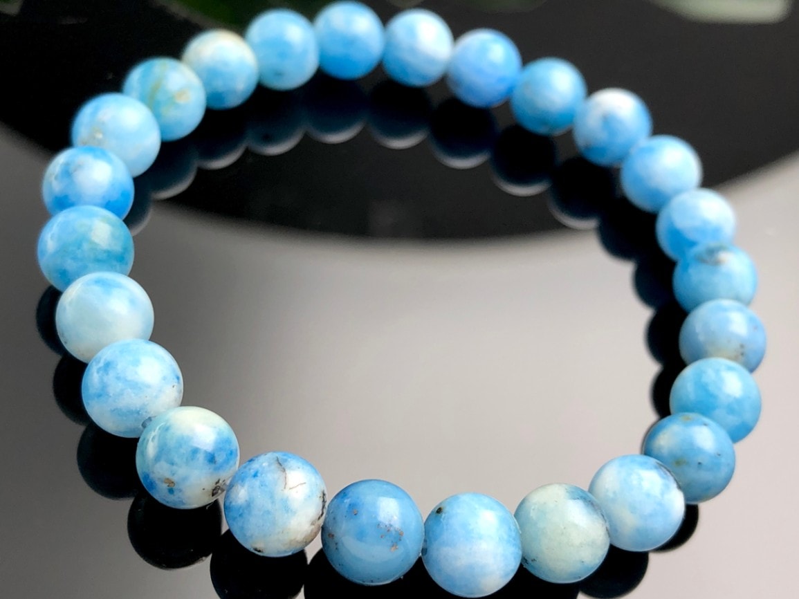 1点物】天然石ブレスレット/アズライトシリカ （Azurite, 藍銅鉱