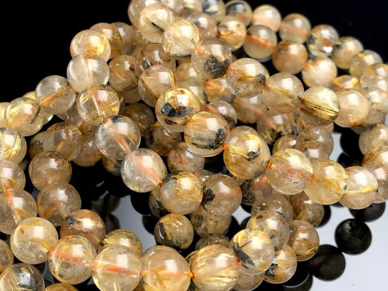 ブラジル産☆天然石ブレスレット/ヘマタイトインゴールドルチル