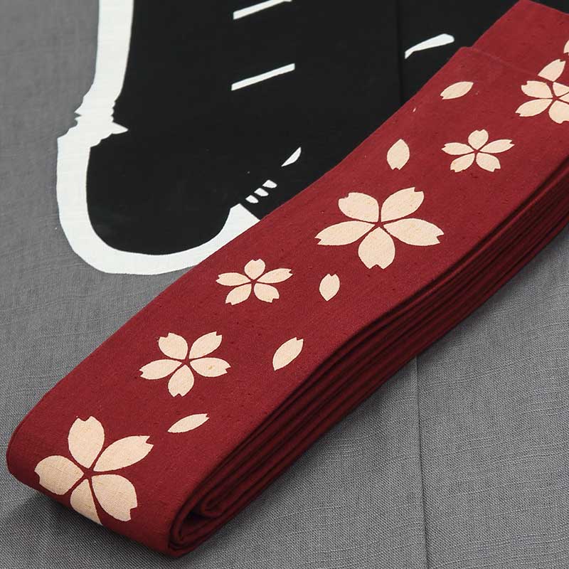 男帯｜祭帯】染め角帯No.79「桜大小」エンジ□祭用品専門店浅草絆纒屋