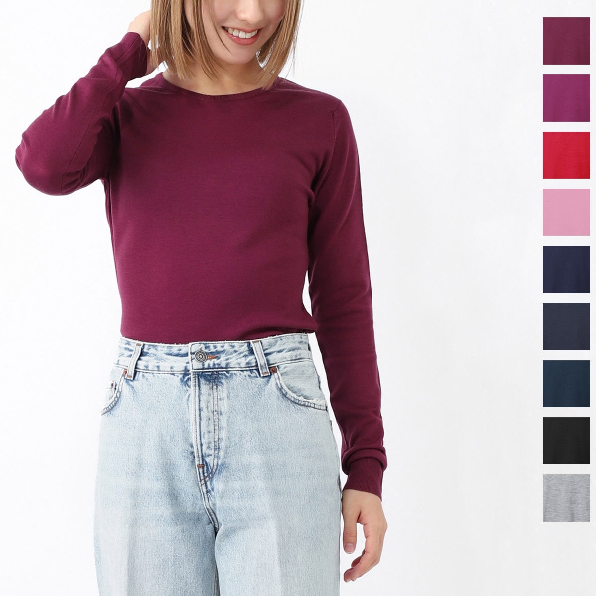 JOHN SMEDLEY ジョンスメドレー クルーネックセーター/GERANIUM