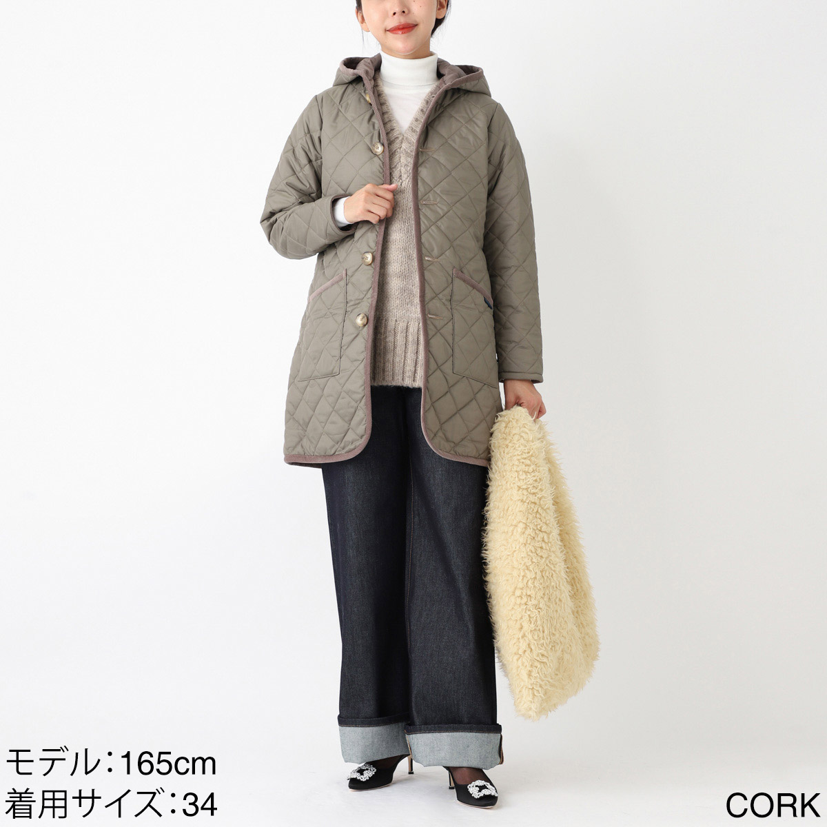美品: LAVENHAM キルティングコート ボア CORK/LSF2 38 美品: LAVENHAM
