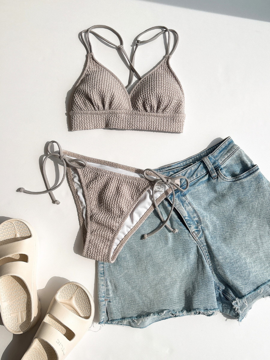 新作】ワッフルニット素材クロス三角ビキニ(258045)｜MIULAN TOKYO公式通販