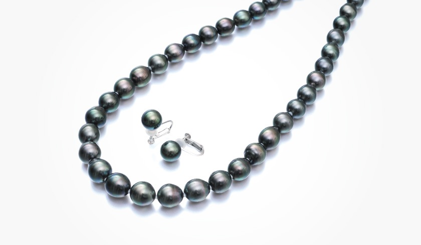 黒蝶タヒチ本真珠8.0-10.0mmパールネックレスセット プレゼント・冠婚