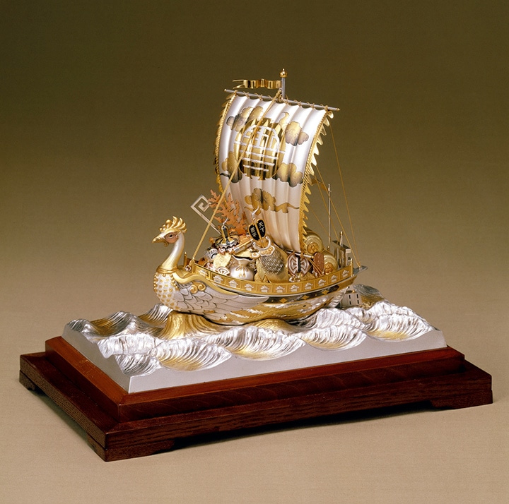 関武比古造銀製STERLING960刻印宝船約124gDR8728