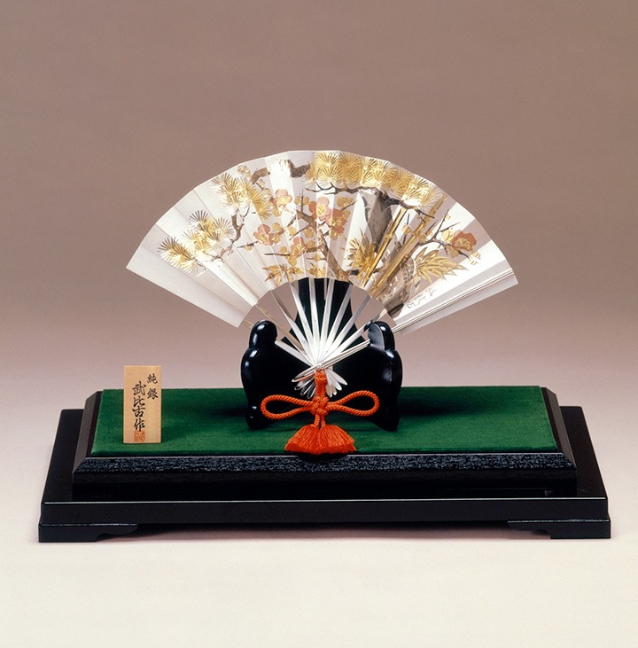武比古 純銀 扇 松竹梅 4．5号 | 銀製品,純銀製置物,扇 | 森銀器