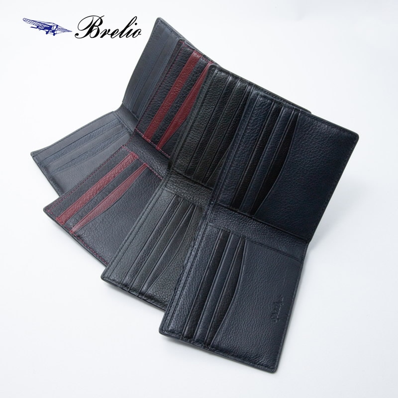 名入れ対象商品】Brelio YAKレザー 二つ折り財布 本革 カードポケット