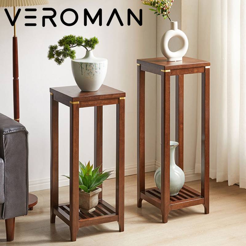 高さ91cm] VeroMan 木製 フラワースタンド サイドテーブル 収納ラック