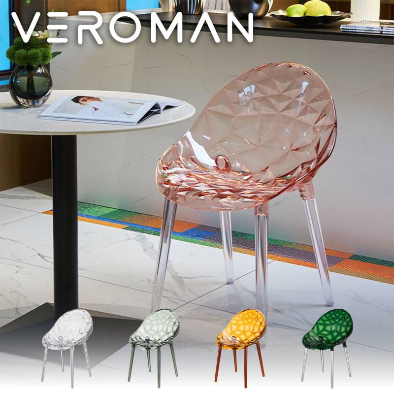 VeroMan クリスタルチェア ダイヤカットデザイン 透明アクリル調