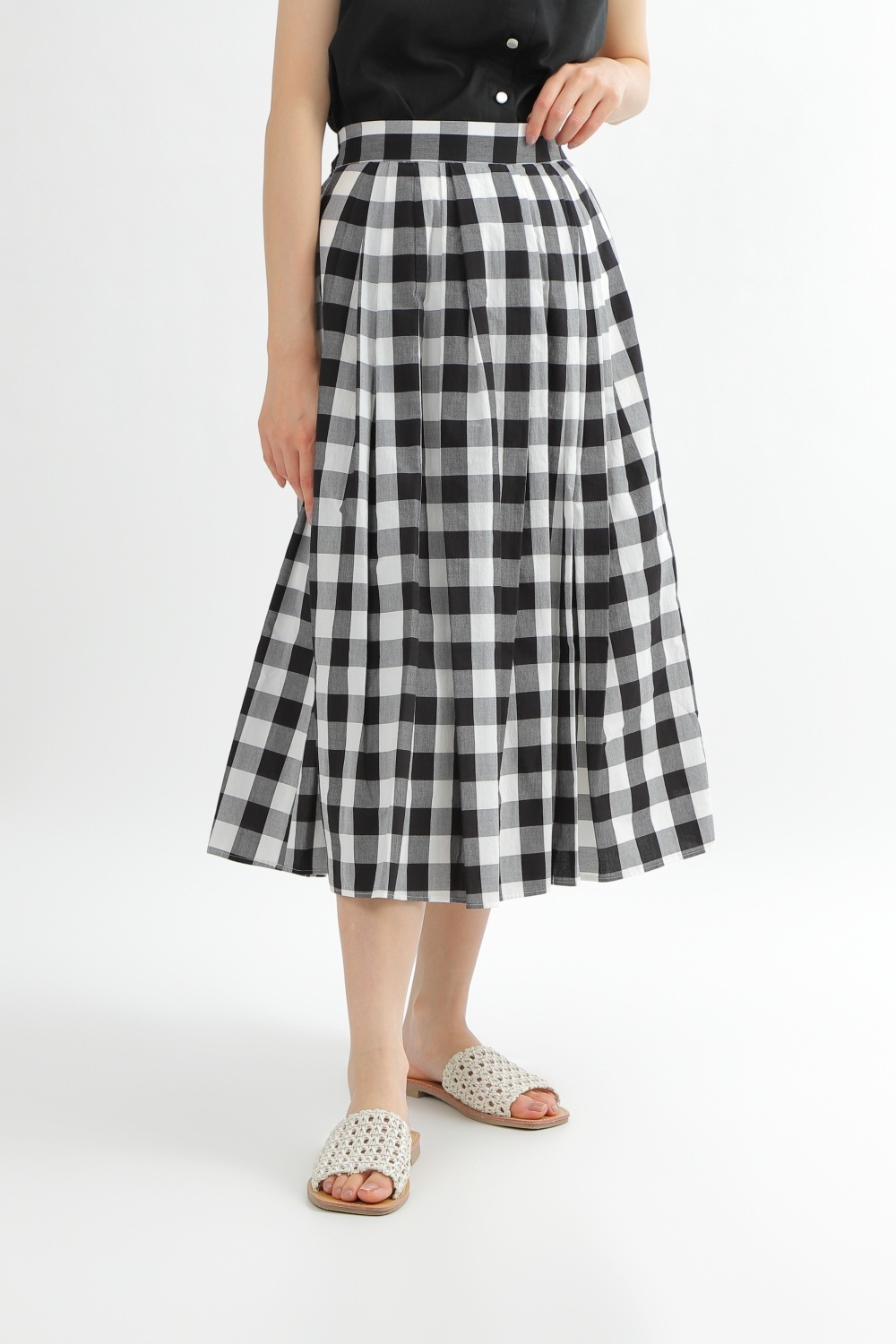 フロントタック]ブロックチェックスカート | きれいめかわいいSサイズ
