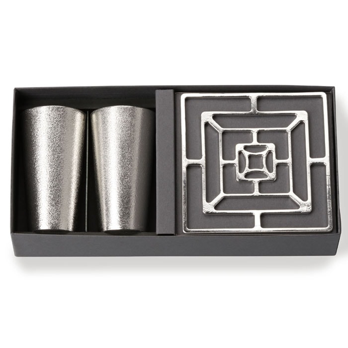 まごころギフト（カップ2ヶ・KAGO - スクエア - Sセット）｜錫製雑貨