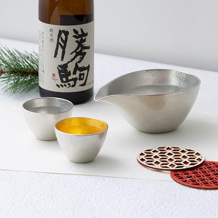 片口 - 大・ぐい呑 錫・金箔セット｜錫製雑貨・酒器の通販は能作