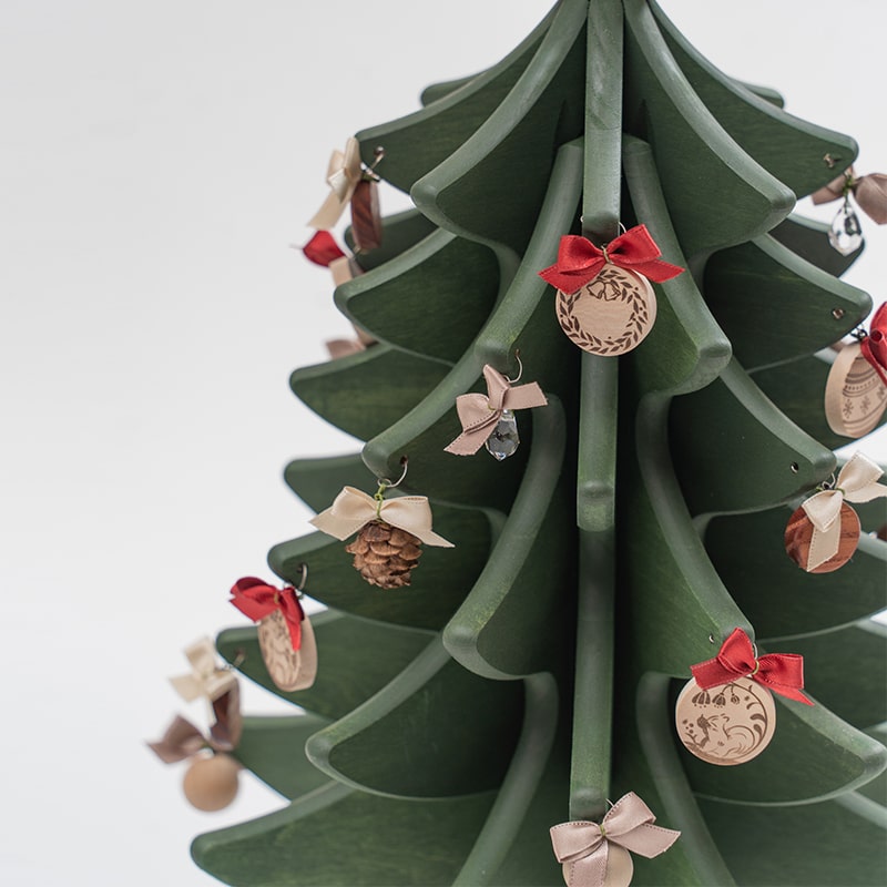 オルゴールツリー スタンダード（グリーン）｜[飛騨の家具]オーク