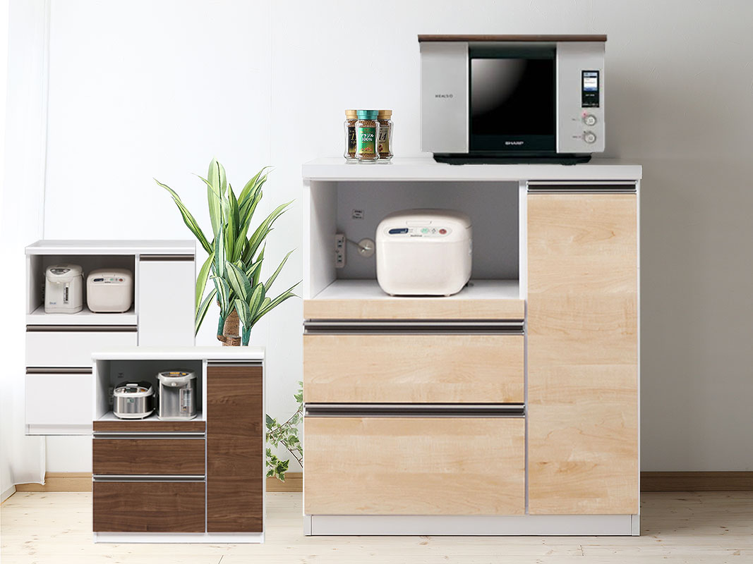 キッチンカウンター(オープンタイプ) テルス 幅89 鏡面ホワイト