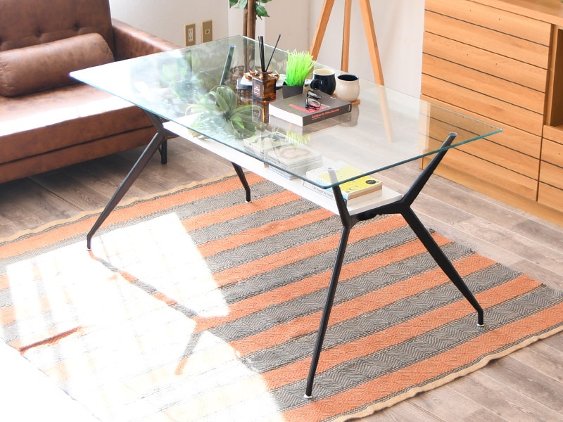 ガラステーブル 140 ダイニングテーブル ガラステーブル ガラス 収納