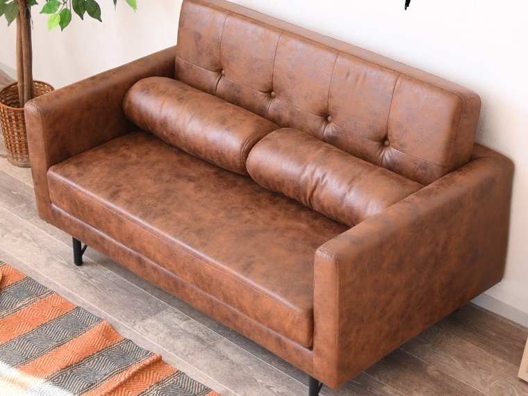 ヴィンテージ調 ソファー 二人掛け レザーファブリック ソファ 2人掛け