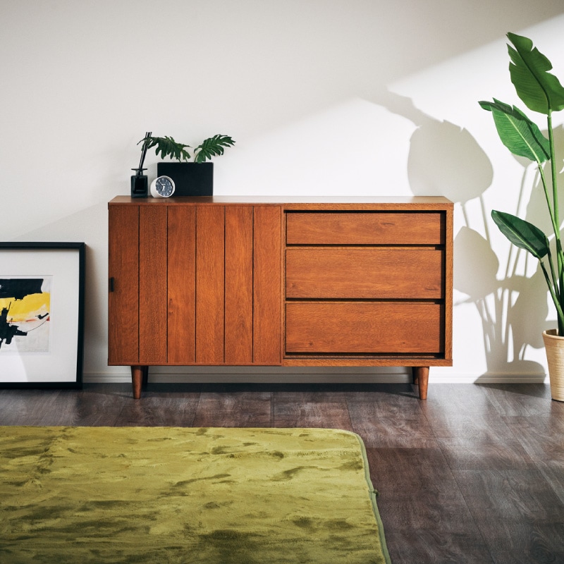 大川家具】サイドボード 120cm幅 ヴァレロ ナチュラル/ブラウン