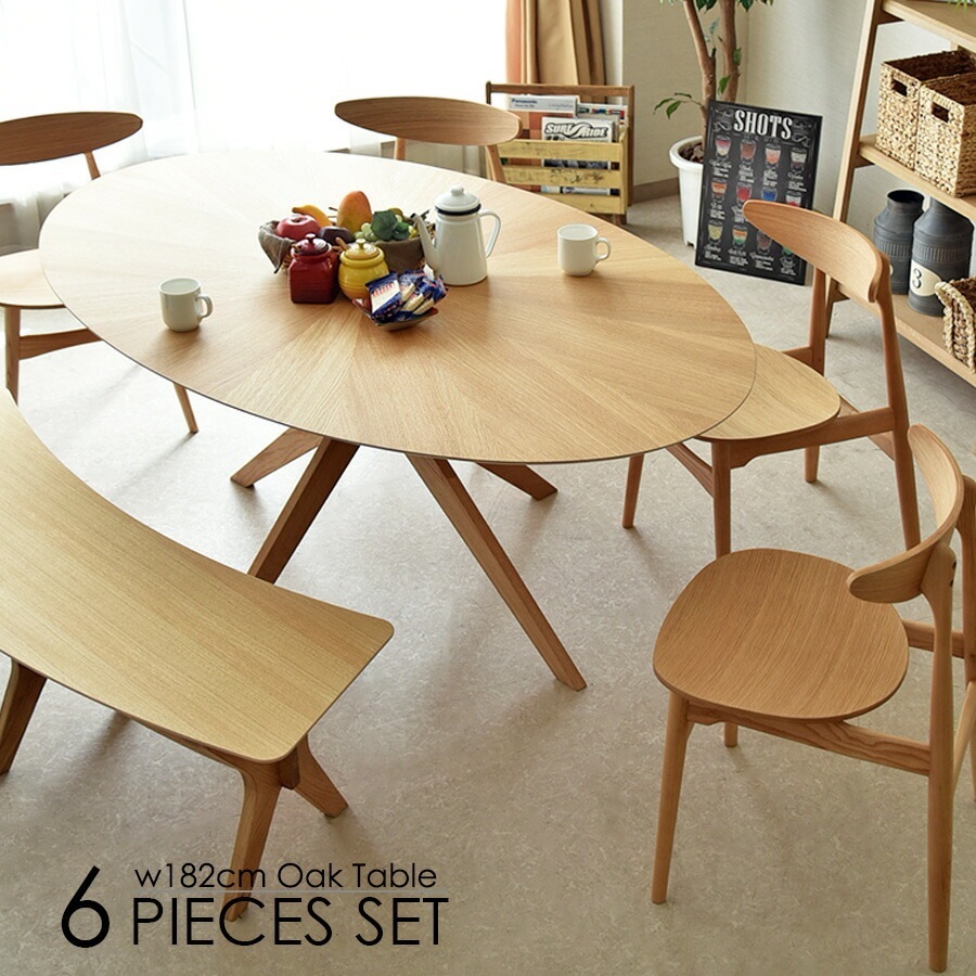 商品コード：skk-156】ダイニングテーブルセット 6人掛け 幅180cm 7点