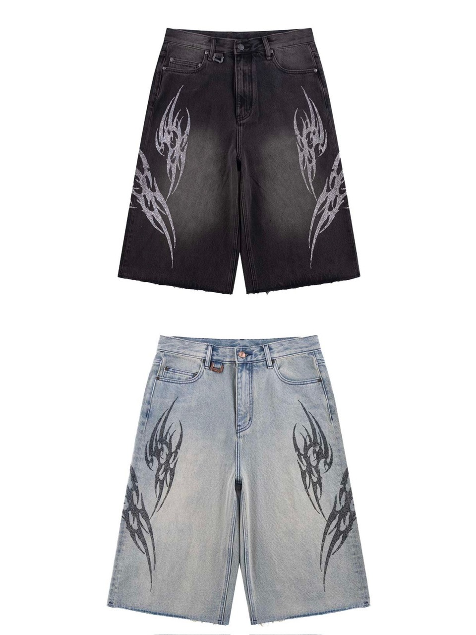 SUPPLIER】Tribal Rhinestone Denim Shorts | OUR BRAND,SUPPLIER