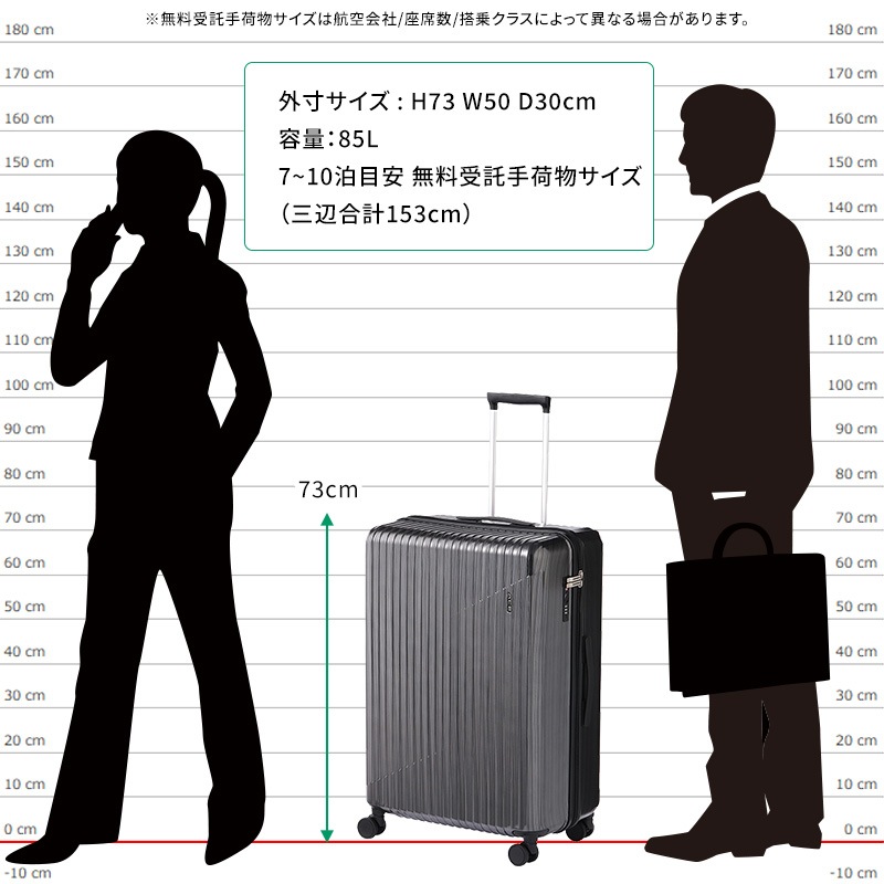 エース ACE スーツケース クレスタ2 85L 06938 7泊 10泊 ファスナー
