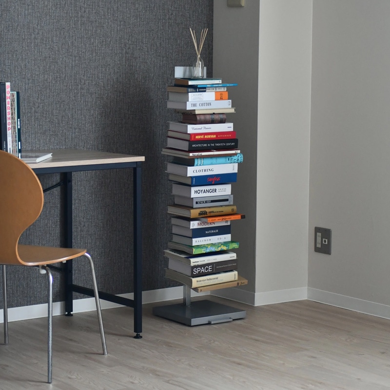 Tsum dock ブックタワー【隠しキャスター付・ハイタイプ8段／シルバー