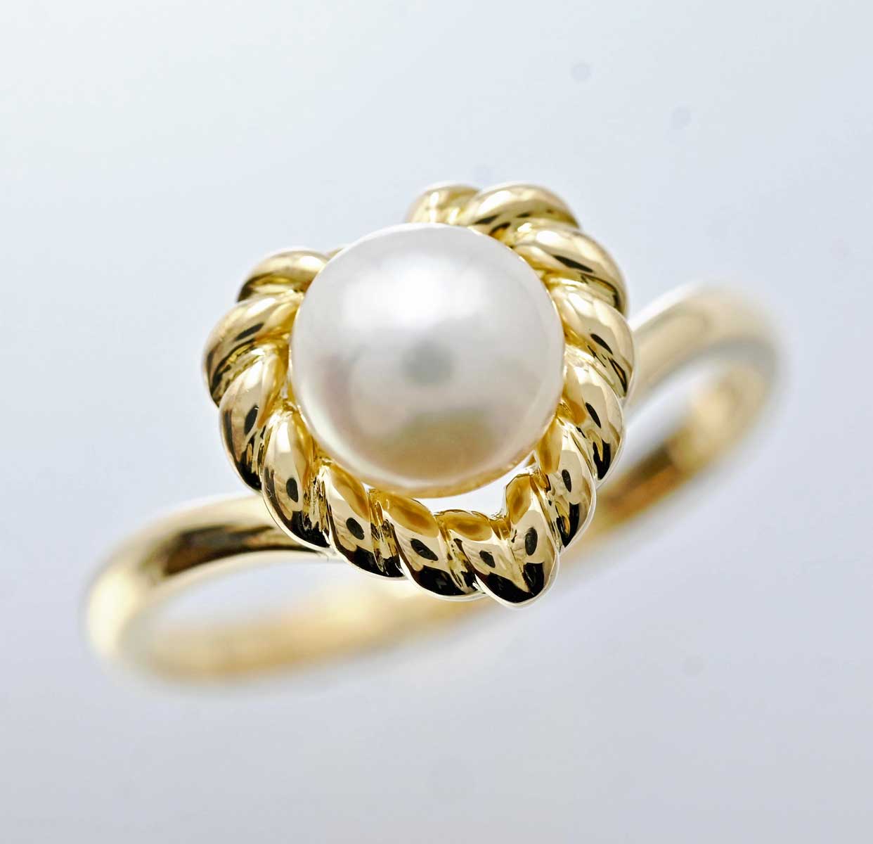 ミキモト MIKIMOTO K18YG パール ハート リング 11号 レディース 3152