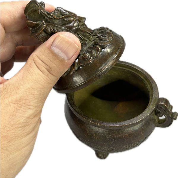 銅製龍頭香炉 大【Y4-7】【送料無料】（沖縄700円）｜ ドラゴン,竜,龍
