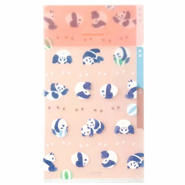 3ポケットクリアホルダー【A5】フラップ付き パンダ柄A 【ネコポス便可