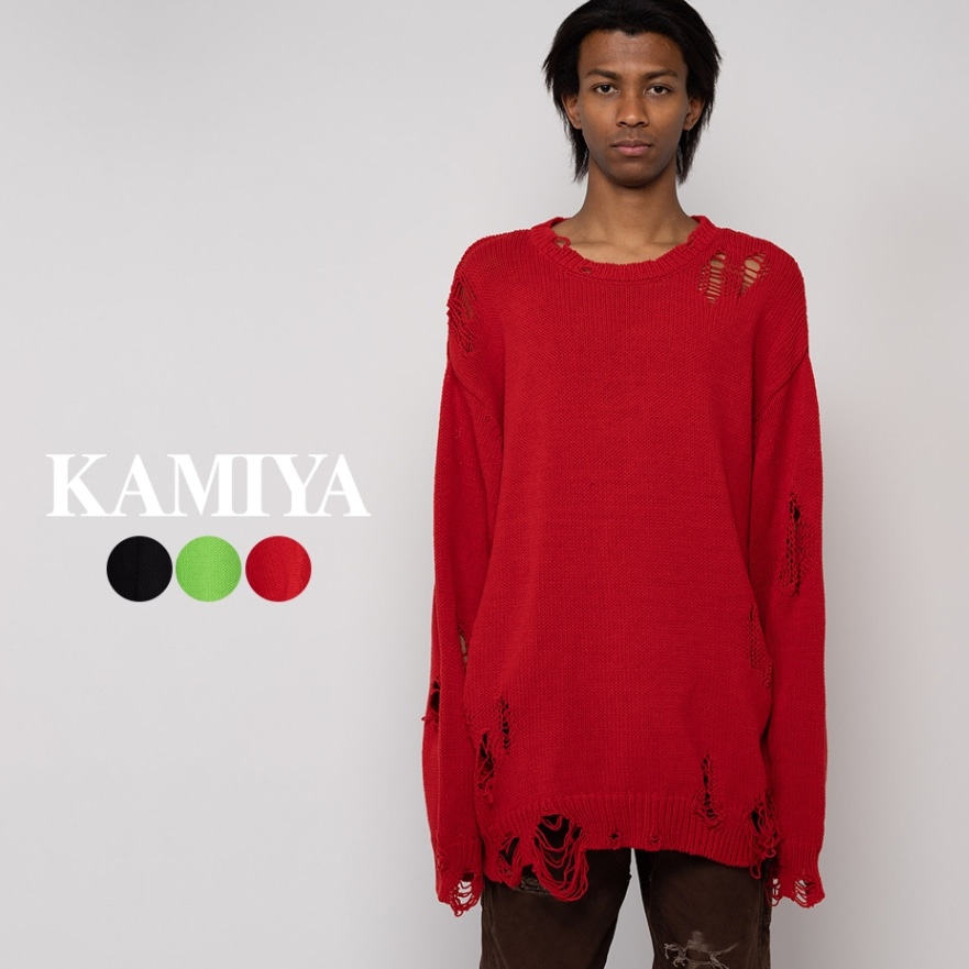 Distressed Knit Pullover G11PO031 ] KAMIYA / カミヤ | メンズ OTHER