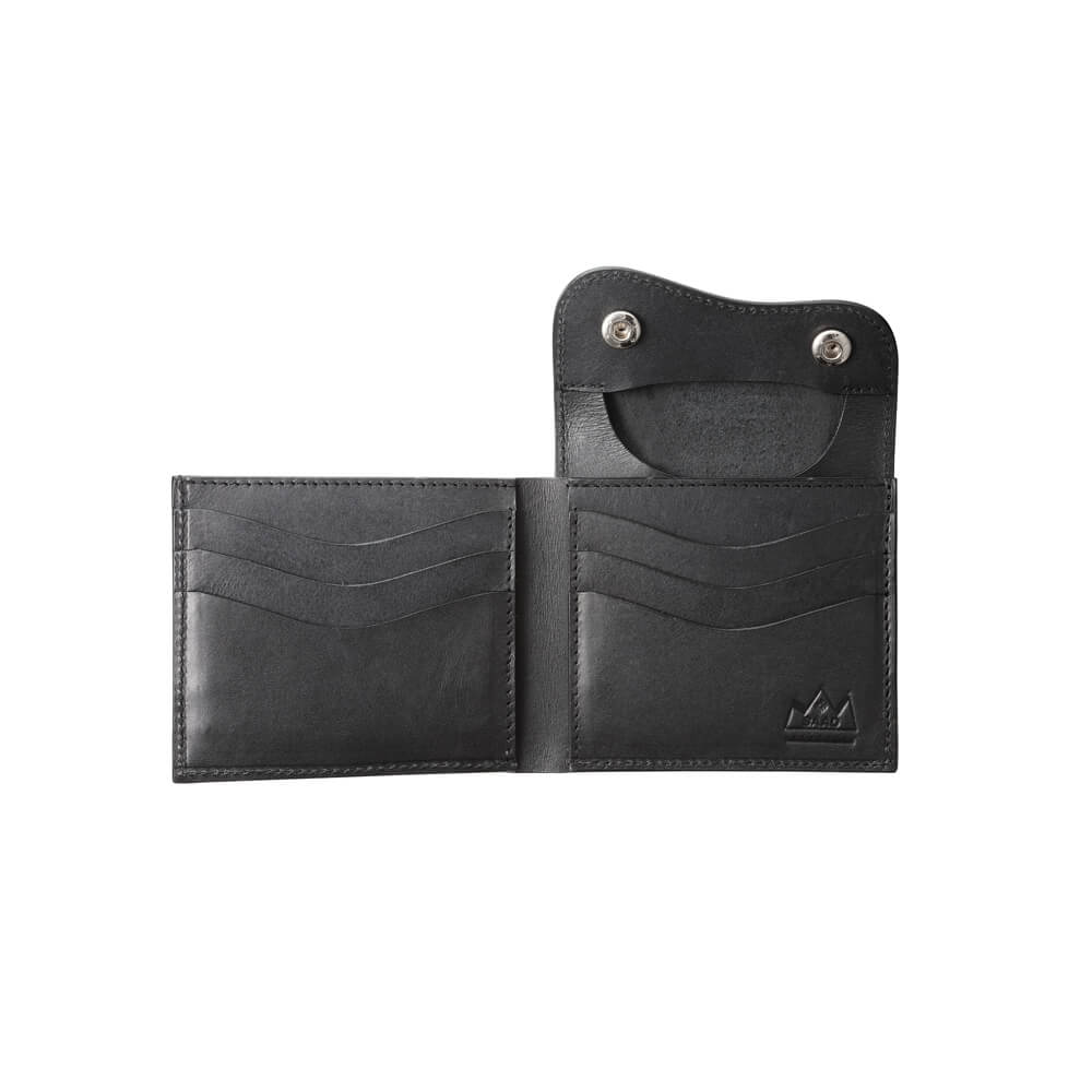 コンパクトミニウォレット/革財布 ブラック サドルレザー｜全ての