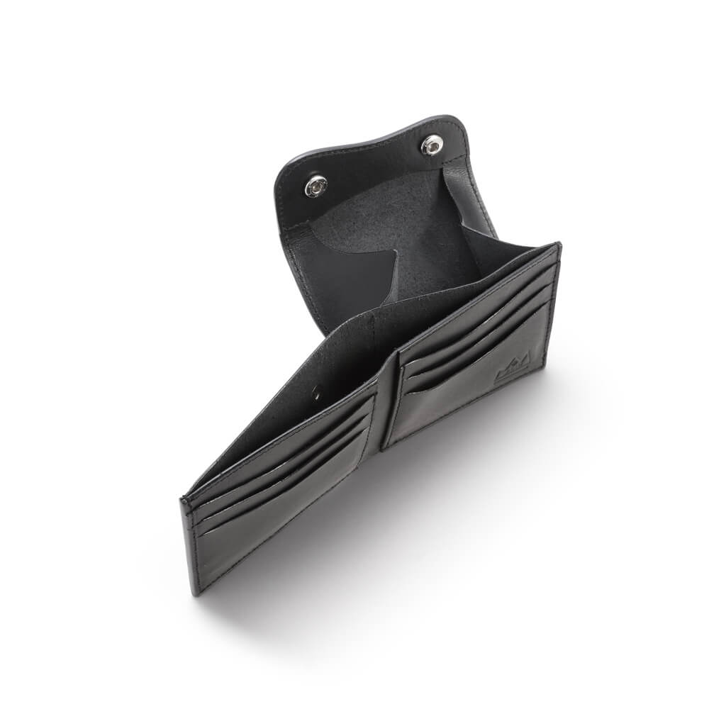 コンパクトミニウォレット/革財布 ブラック サドルレザー｜全ての