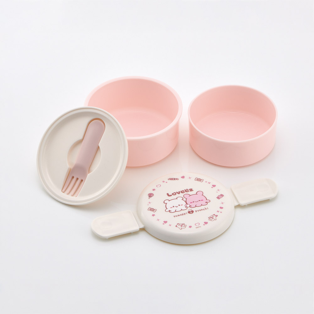 抗菌丸型ランチボックス 2段/500ml らぶい～ず／ONWR1AG_4973307707346