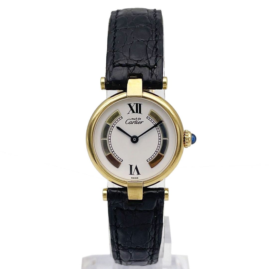 名東】カルティエ マストヴァンドーム 4977913 ブラック SV925 革