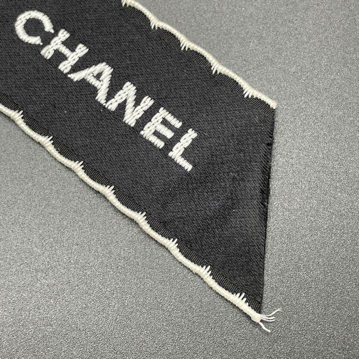 CHANEL シャネル リボンブローチ サテン ブラック ホワイト