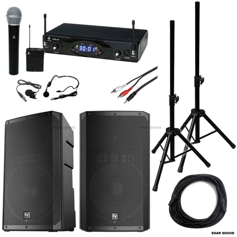 大音量 2400W 相当 KWS ワイヤレスマイクセット EV アクティブ