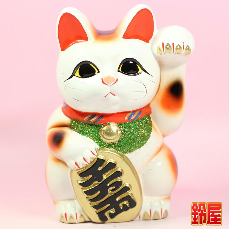 白色の左手上げ招き猫を販売｜常滑焼招き猫の通販サイト