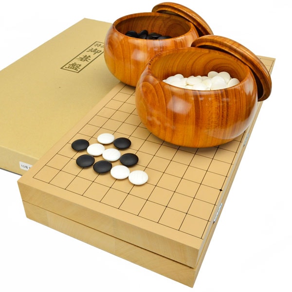 囲碁セット 新桂10号折碁盤セット(蛤碁石28号・木製碁笥欅特大) | 折
