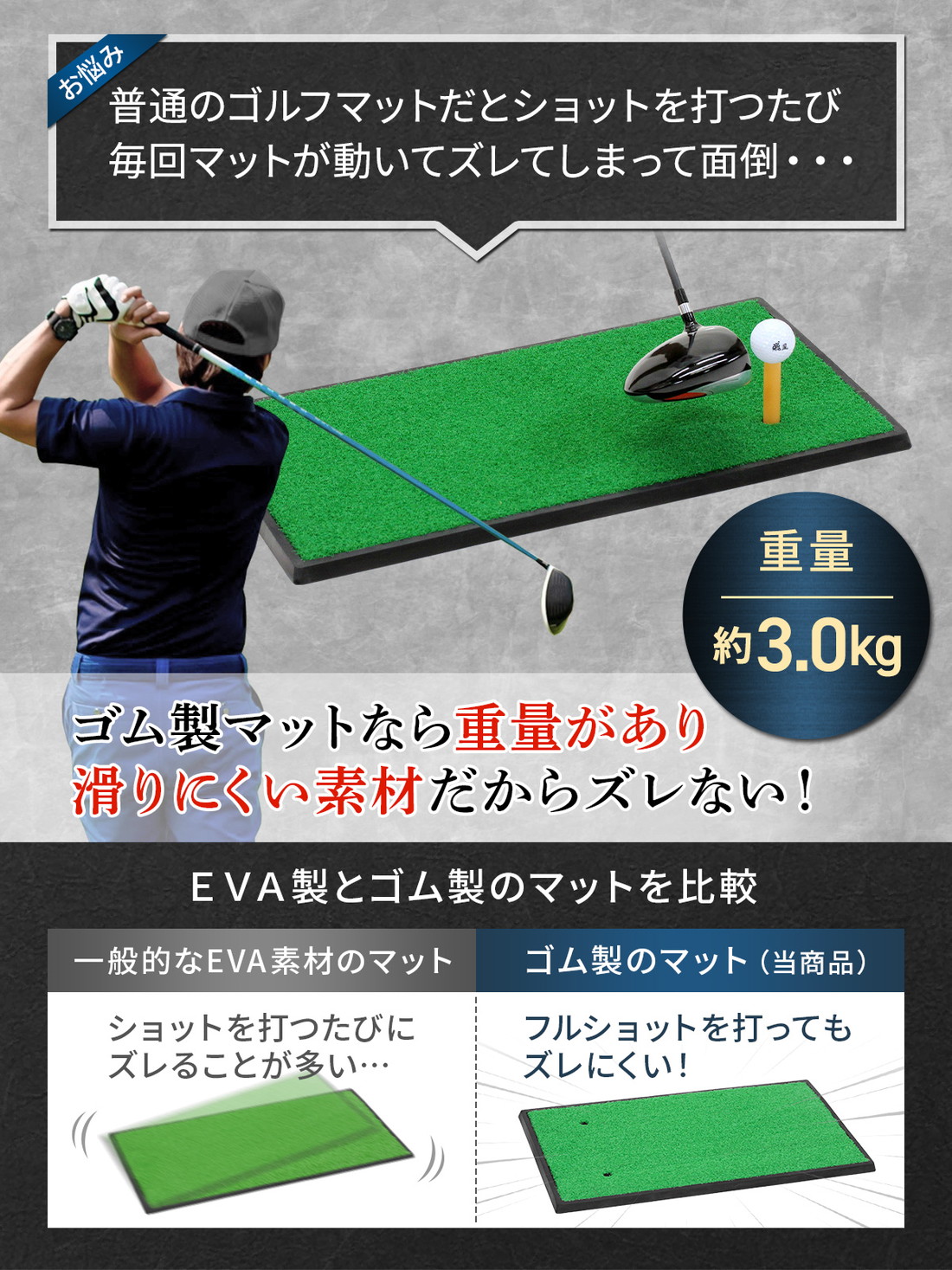 ゴルフマット ゴルフ 練習 マット 素振り スイング 練習器具 室内 屋外