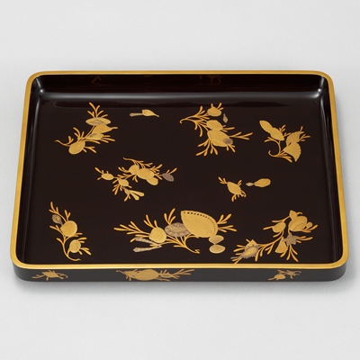 茶道具 古い食籠 雪輪に梅 亀 金蒔絵 闇蒔絵 木製 菓子器 梨子