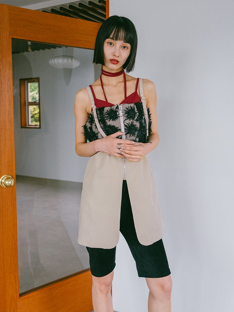 sahara Fluffy Layered Zip Top ベージュ sahara Fluffy Layered Zip