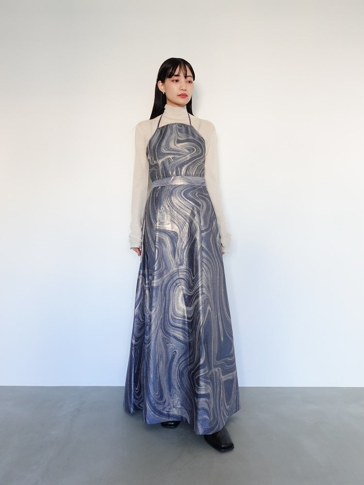 Marble Jacquard Skirt｜マーブル柄ロングフレアスカート – MARTE