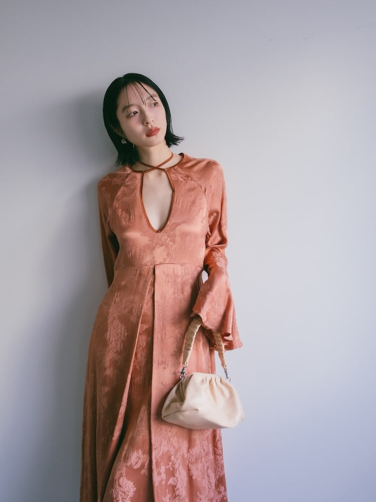 Flower Jacquard Piping Dress – MARTE