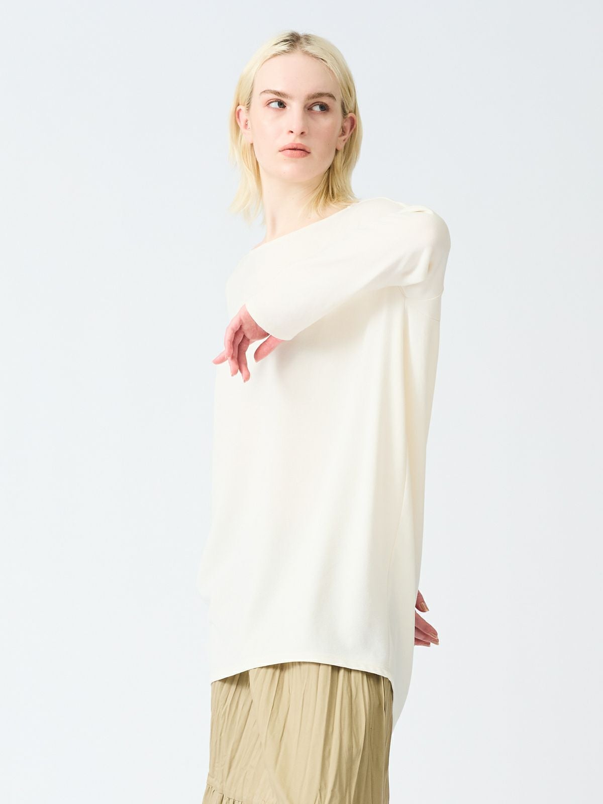 mizuiro ind ジョーゼットボートネックコクーンプルオーバー