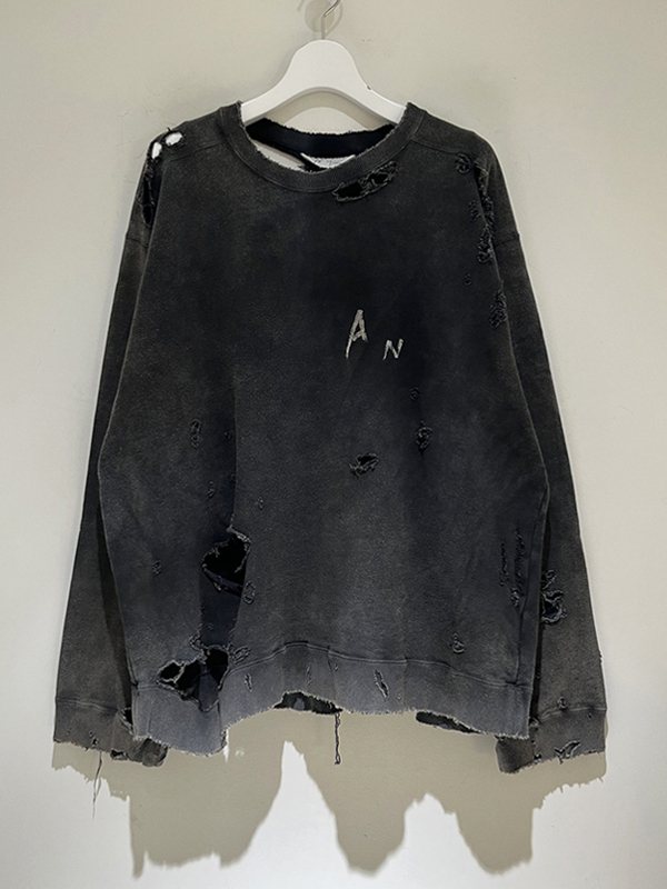 ANCELLM（アンセルム） Crash Uneven Over Sweat Shirt（クラッシュ