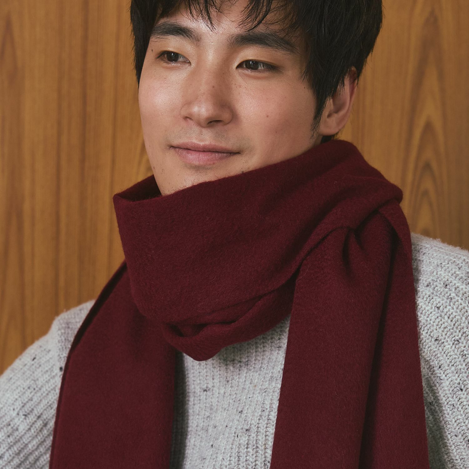 カシミヤ100%無地ストール＜ボルドー＞ | Maria Rouk（マリアルーク）