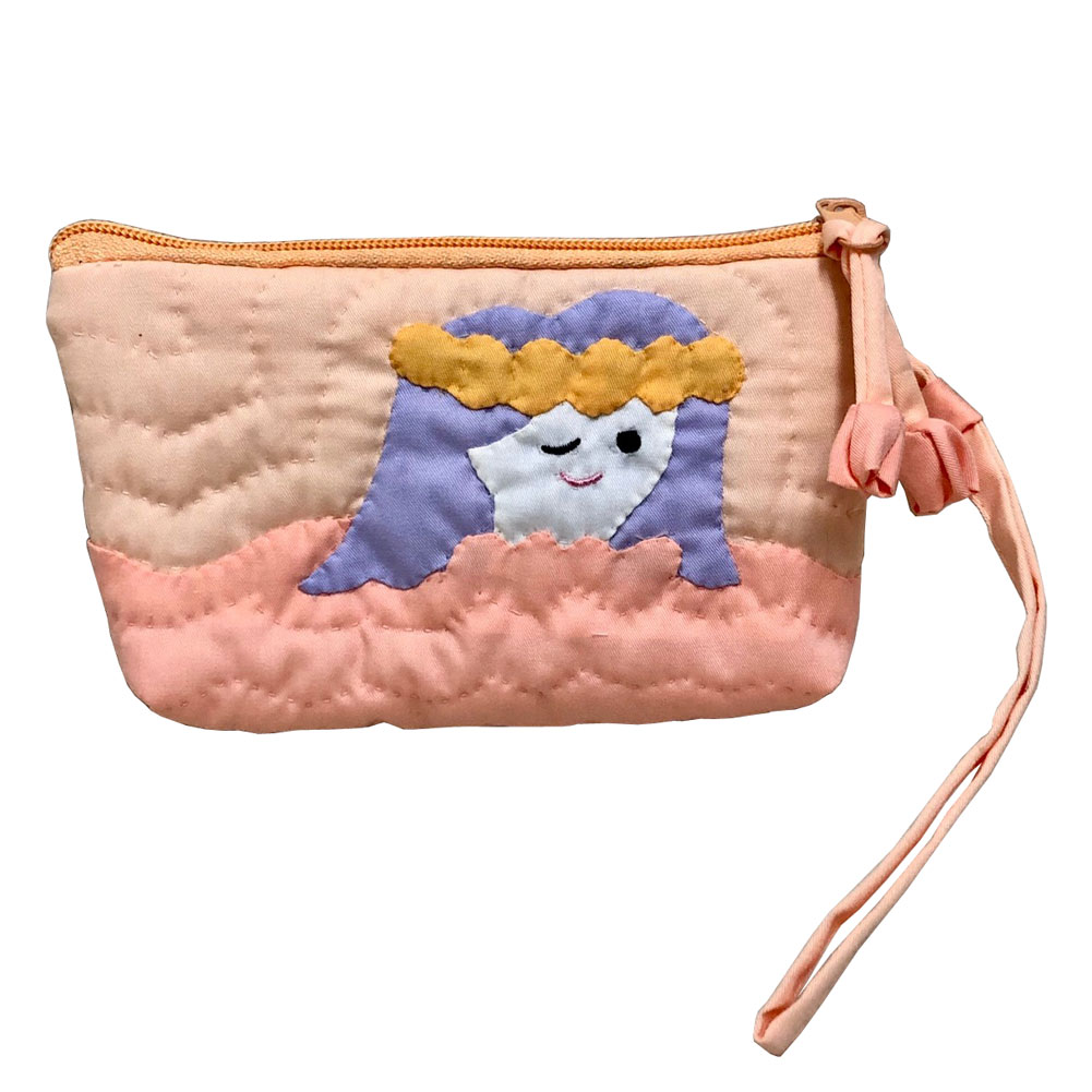 ハワイアンキルト フラガール 化粧ポーチ オレンジ 小物入れ