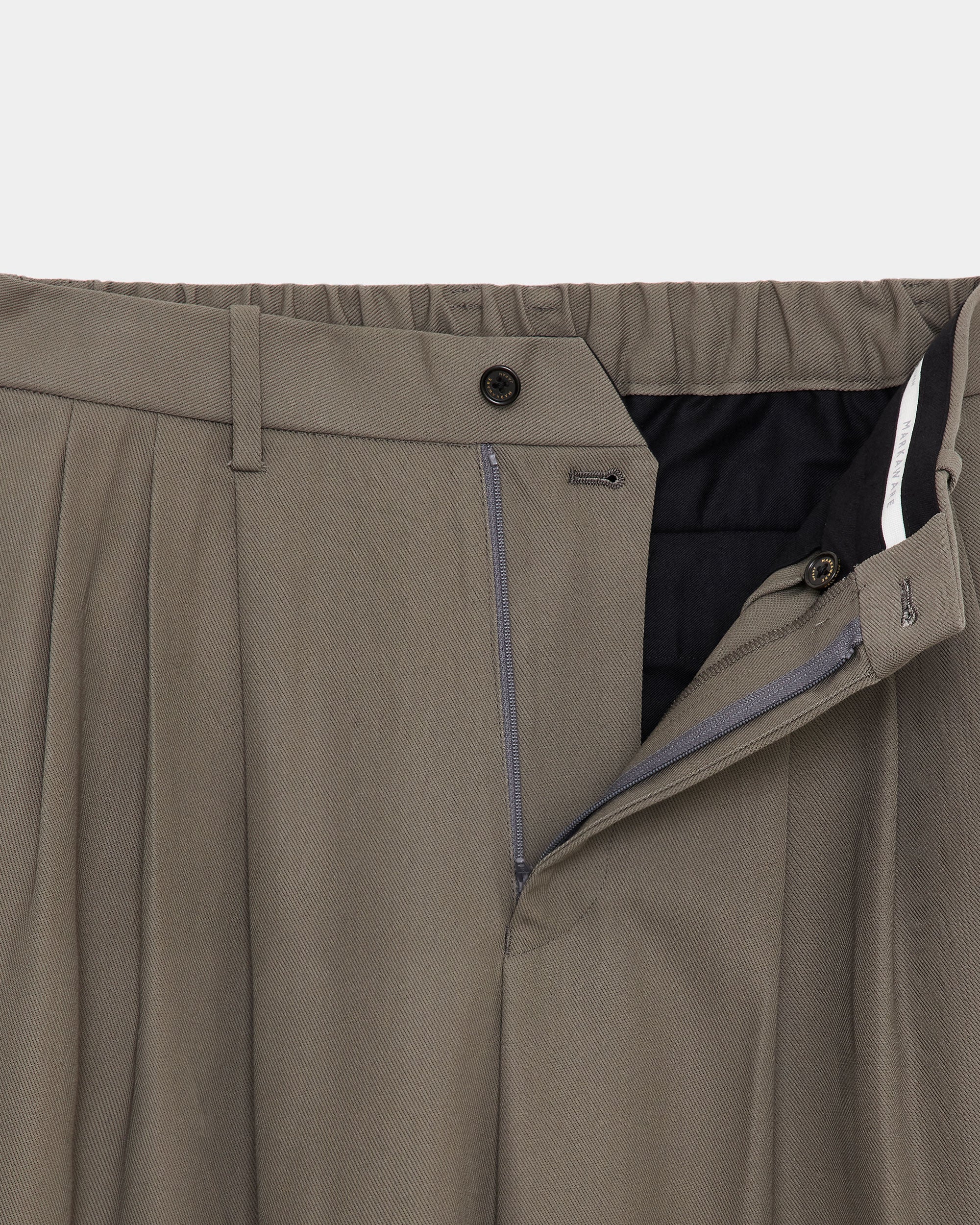 Organic Cotton Survival Cloth Triple Pleated Wide Trousers, Gray