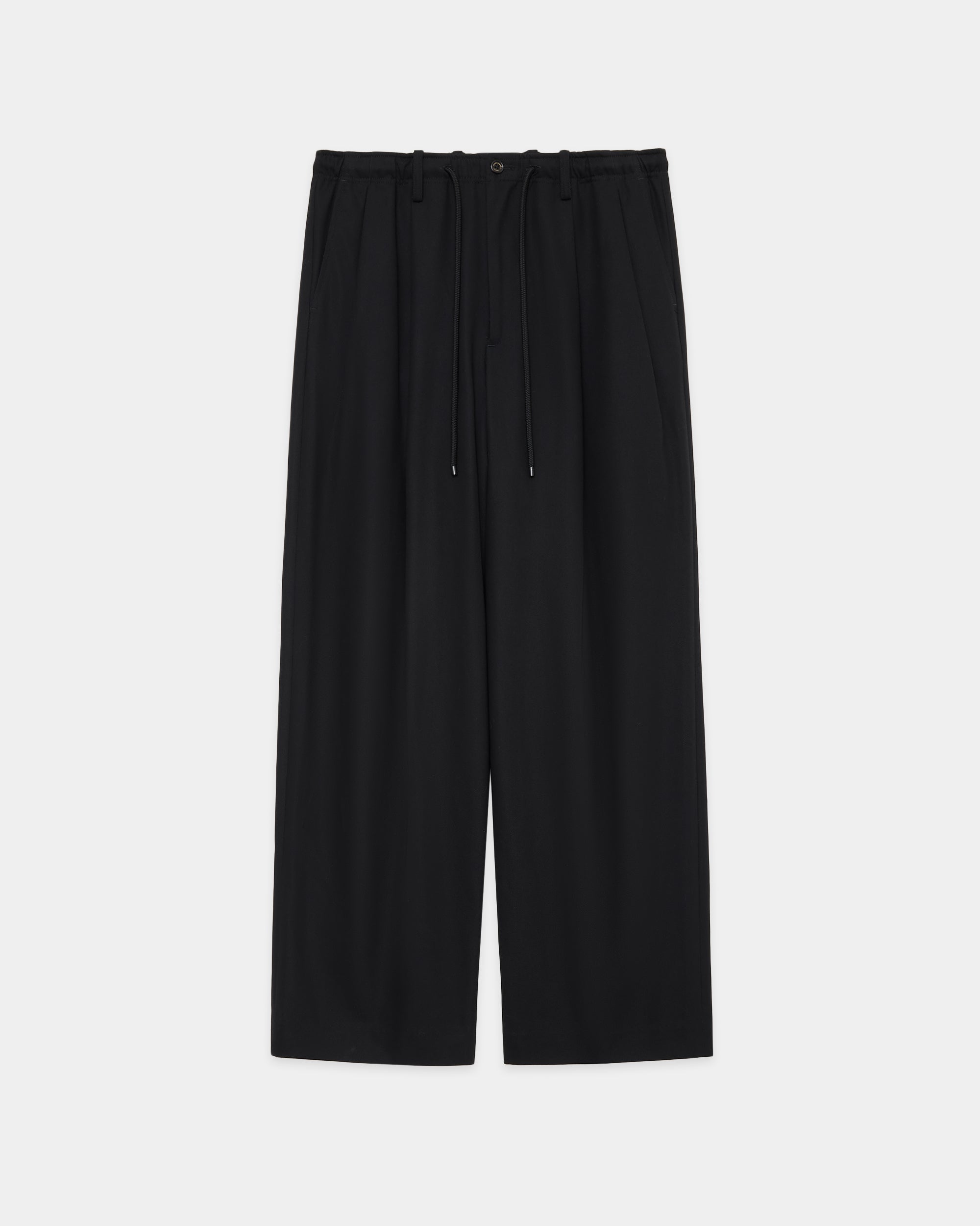Organic Cotton Survival Cloth Double Pleated Easy Trousers, Black