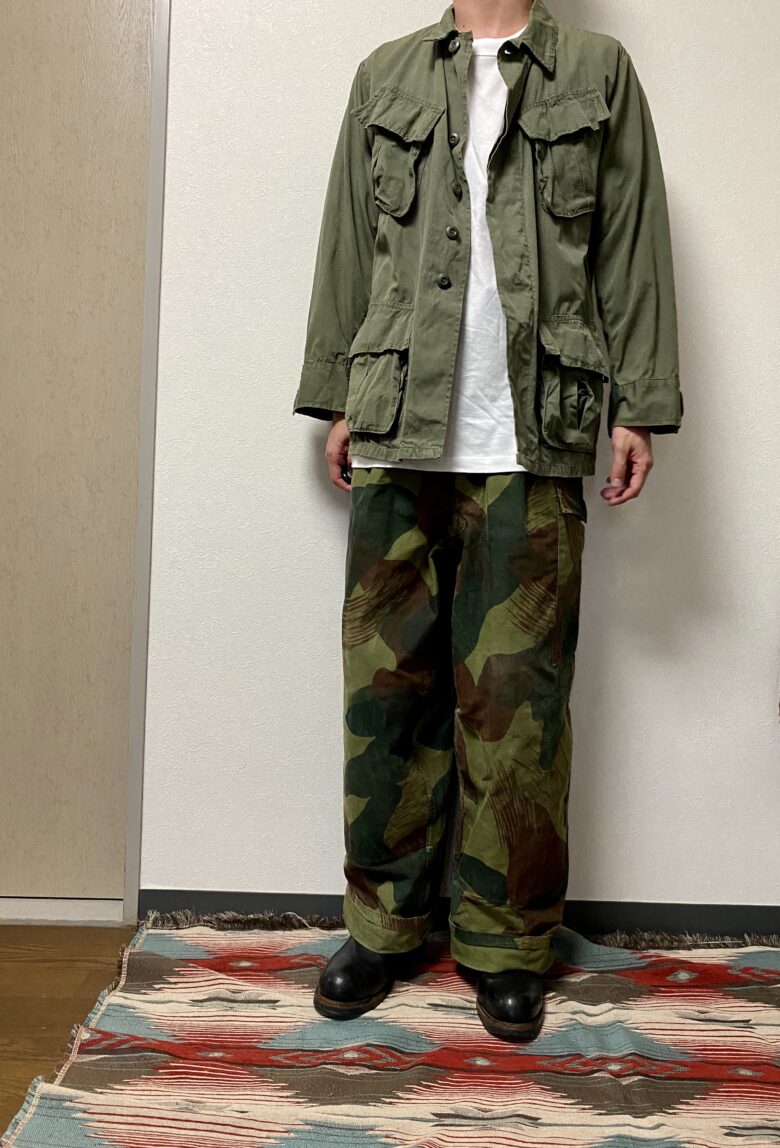 ヴィンテージミリタリー】ベルギー軍ブラッシュストロークカモ柄パンツ