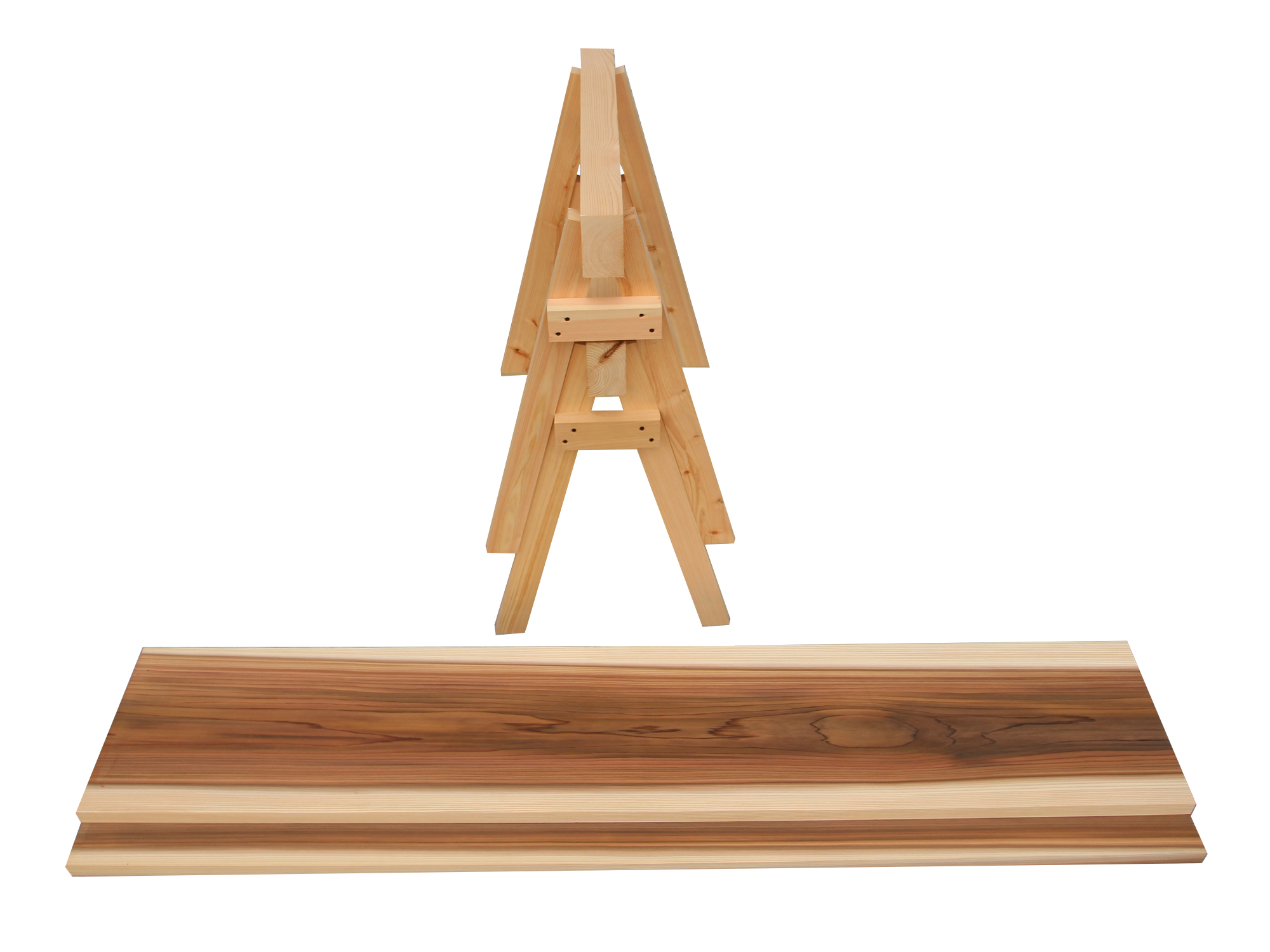 脚がスタッキングできる作業台セット | 松田木材 富山の木材屋。広葉樹